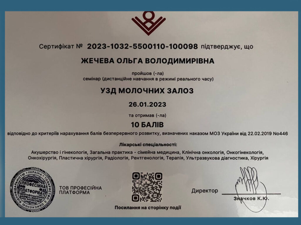 Сертифікат Шундель Ольга Володимирівна