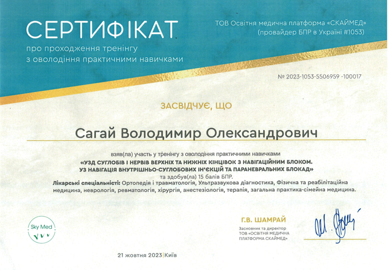 Сагай Володимир Олександрович Невролог в Київ