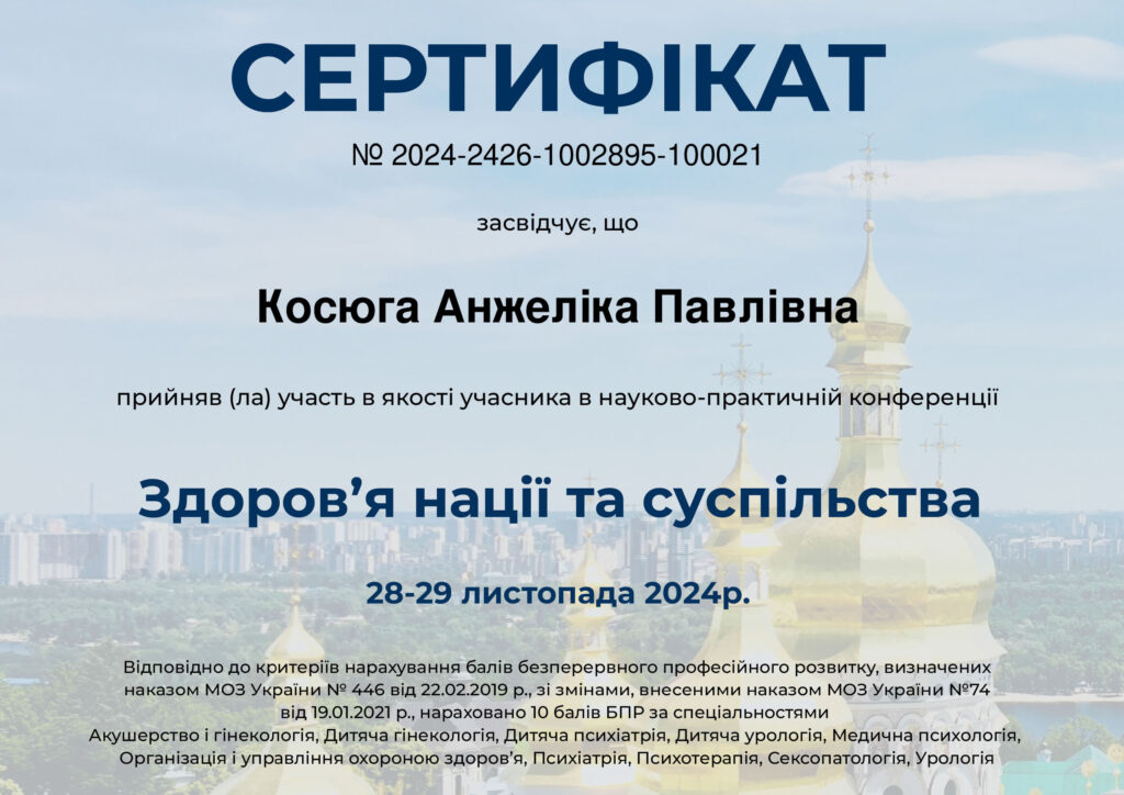 Єрмолова Косюга Анжеліка Павлівна Уролог в Інститут Клінічної Медицини в Києві
